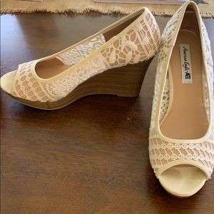 White lace wedges